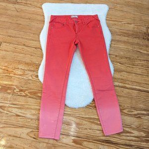 Free People Low Rise Coral / Pink Ombre Skinny Jeans - Cropped / Ankle